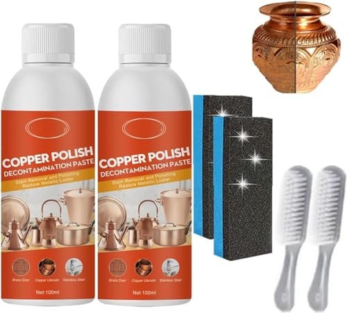 Brass Copper Cleaner Polish Spray, Copper Cleaner for Pots and Pans, Metal Polish for Brass Copper and Stainless (2pcs)