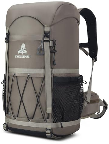 Bseash 40L Leichter wasserdichter Wanderrucksack mit Regenschutz, Outdoor Sport Reise Tagesrucksack Multifunktions Reisetasche für Camping Klettern Skifahren Radfahren (Khaki)