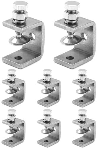 QWORK® 8 Pezzi Morsetto a C in Acciaio Inox 304, Morsetto a C per impieghi gravosi, Per Lavorazione Legno DIY, Saldatura, Mobili, Colore Argento