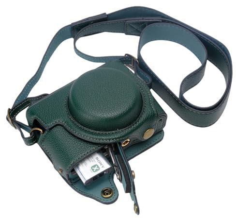 Schutzhülle für Sony RX100, Sony RX100 VI, dsc-rx100 Mark ii, dsc-rx100 iii, dsc-rx100 iv, dsc-rx100 v RX100 vii m6 5a m3, Leder, Kamera-Schultergurt, Grün