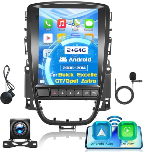 Hikity 2G+64G Android 13 Autoradio Für Opel Vauxhall Astra J Buick Excelle XT GT (2006-2016) mit Wireless Carplay Android Auto 9.7'' Bildschirm Autoradio mit GPS WiFi FM RDS HI-FI MIC Rückfahrkamera