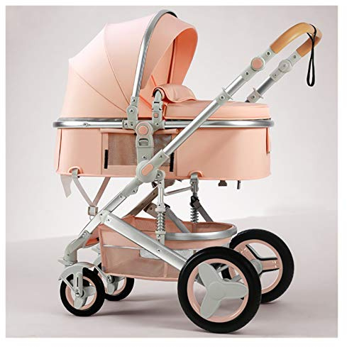 Kinderwagen 2 in 1, Leichtgewichtler Kinderwagen, Neugeborenen-Luxus, hohe Landschaft, Kinderwagen for Jungen und Mädchen, Kompakter, einzelner, zusammenklappbarer Kinderwagen, umwandelbarer Buggy(Roz