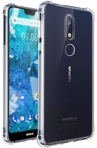 Yerebel Handyhülle für Nokia 7.1 Hülle, TA-1100 TA-1097 transparente Hülle, Weiche TPU Silikonhülle mit Stoßfester Rand & Flexibler Schutz Schutzhülle für Nokia 7.1 Kristallklar