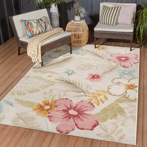 Taracarpet In & Outdoor Teppich Wetterfest Wohnzimmer Balkon Küchenteppich Terrassenteppich Flachgewebe mit Muster Marmor Optik grau 120x160 cm