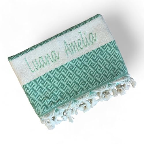 ARTHI XXL Hamamtuch Strandtuch personalisiert, super geeignet als Saunatuch, Badetuch, Wellness, Yoga, Fitness,Sport, individuelle Geschenkidee, 100x180cm, 100% Baumwolle (Hellgrün)
