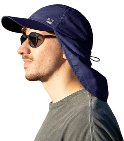 TOP-EX XL/XXL wasserdichte Baseball Cap Herren mit Nackenklappe UPF 50 Sonnenhüte Damen, Faltbar Sommerhüte Safari Wandern Outdoor-Hut Atmungsaktiv Verstellbar Navy Blau M/L