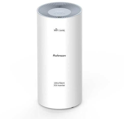 Rohnson Deumidificatore 32 dB Ultra Silenzioso, Tecnologia Inverter Avanzata, per 180 m², Serbatoio 4,5 L, 30L/Giorno, Wi-Fi Smart, Ionizzatore, Timer 24 h, Turbo Boost, Blocco Bambini, Pulizia Facile