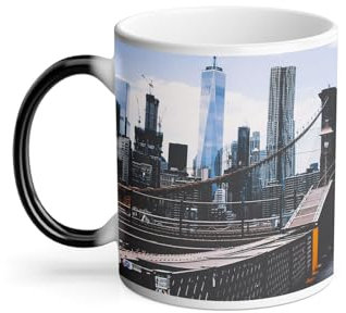Mug Thermo-réactif Tasse Magique - Pont de Brooklyn Accès Piétons Grattes-ciel New-York USA - 325 ml