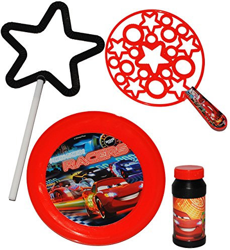 alles-meine.de GmbH XL Seifenblasen & Spiel - Set - Cars - Lightning McQueen - Seifenblasenspiel - XXL Seifenblasen & kleine - Sterne / + Frisbee Scheibe - Wurfscheibe + Seif..