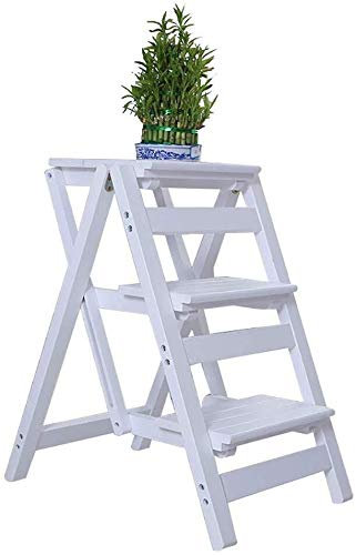 Escabeau à 3 marches en bois portable pliable pour une utilisation en intérieur, léger, compact et facile à ranger, idéal pour l'escalade et atteindre les étagères hautes.
