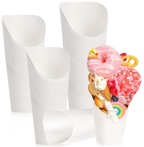HXSYKJDM 50Pcs French Fries Holder, 14oz Paper French Fry Cups, Disposable Kraft Paper French Fries Cup Frozen Dessert Supplies Charcuterie Cups for Party