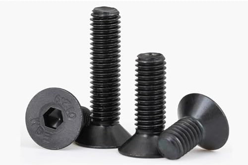 Viti a testa piatta svasata con esagono incassato, vite, M8 Nero 12,9 Viti a testa svasata con bullone a esagono incassato in acciaio nero, M8-1,25 x 70 mm, 50 pezzi,