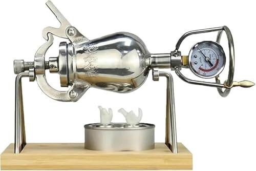 MáQuina Hacer Palomitas MaíZ Acero Inoxidable 304, MáQuina Vintage Hacer Palomitas MaíZ, Palomitas MaíZ Manuales con Manivela, Calentamiento Lento con ManóMetro Olla para Palomitas MaíZ(260ml)