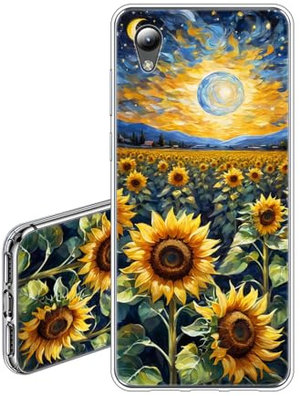 JEZSTHAI Handyhülle Kompatibel mit ZTE Blade A31 Lite Hülle Silikon Transparent Weiche Fallschutz Stoßfeste Kratzfeste Durchsichtige Schutzhülle mit Sonnenblume Aesthetic Muster