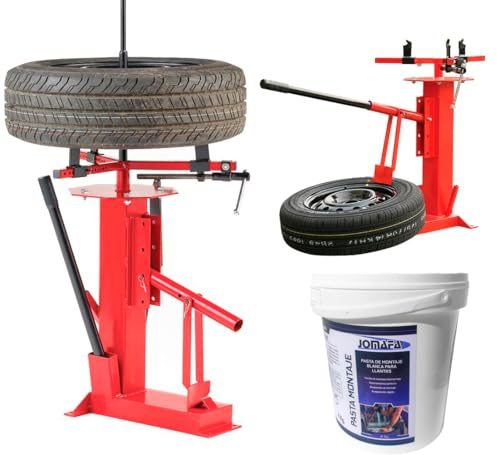 JOMAFA Kit Desmontadora De Neumáticos Manual De 6 A 21 Y Cubo 4 Kilos Pasta De Montaje De Neumáticos Blanca