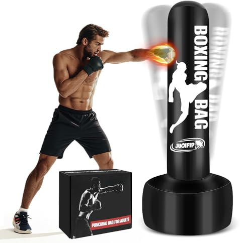 JUOIFIP Boxsack Erwachsene 180cm Aufblasbare Boxsack Stehend Freistehende Kickboxsäcke Ausrüstung für das Training MMA Muay Thai Fitness zu verwenden