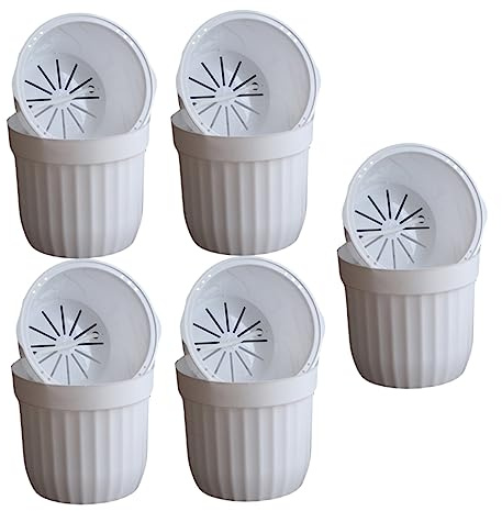 POPETPOP 5 Ensembles Pot de Fleur Seau Poubelle fonctionnalité réservoir bassine Plastique Jardiniere Plastique jardinière avec Corde absorbante Pot de Plante à arrosage Automatique Blanche