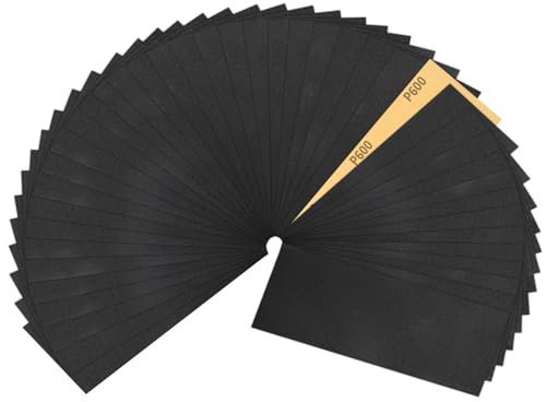 Sruhrak 30 Feuilles Papier de Verre Imperméable 9 x 3,6 pouces Grain Papier Abrasif 600 pour Finition du Bois, Métal, Plastique et l’Automobile