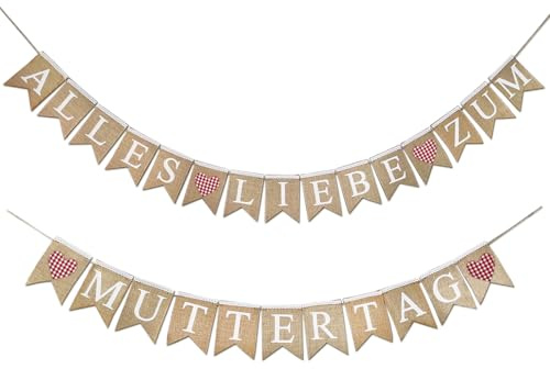 Zebra & Friends Burlap Banner ALLES LIEBE ZUM MUTTERTAGS”, Muttertags-Dekoration, Wimpelkette, Girlande, Liebesherz, Banner für Mutter, Muttertag, Party-Dekoration, Mother's Day