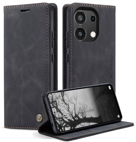 Monweicz Coque pour Xiaomi Redmi Note 13 4G Clapet Case en Cuir Pochette Protection Portefeuille Rabat Etui Premium Housse Porte Carte Magnétique Étui pour Xiaomi Redmi Note 13 4G, Noir