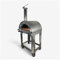 Forno pizza ibrido a gas e legna 6 pizze con tetto e carrello in acciaio inox, uso a legna o con bruciatore a gas, pietra refrattaria, 500 gradi, Made in Italy (con bruciatore e valvola metano)