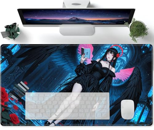 Gaming Mauspad Anime Süßes Mädchen XXL Mousepad Groß Vernähte Kanten WassXerdicht Anti Rutsch für PC,Laptop Gaming Büro 600x300x3mm