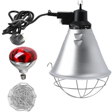 tifee 250W Infrared Heat Lamp for Poultry – with 2.5m Cable & 2m Hanging Chain, 2 Energy-Saving Switches, Brooder Bulb for Chickens, Ducks, Puppies, Piglets & Livestock