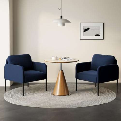 COLAMY Gepolsterter Ohrensessel 2er Set aus Samt – Moderner Lounge-Sessel mit weicher Rückenlehne, Komfortabler Sessel für Wohnzimmer, Schlafzimmer, Apartment & Leseecke, Blau