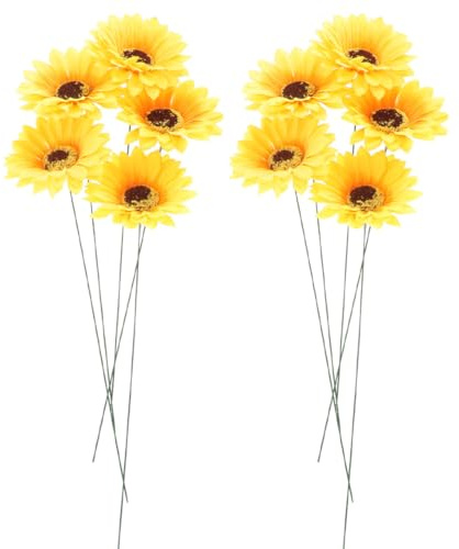 UKCOCO 10 Stück Gartenstecker Sonnenblume aus Metall Bunte Terrassendeko Wetterfeste Blumenstecker für Garten Hof und Terrasse