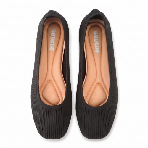 DUUCUB Women's Flats Shoes Women Comfortable Dress Shoes Squared Toe Flats Ballet Mesh Knit Flat Dressy Slip on Business Casual Shoes for Women