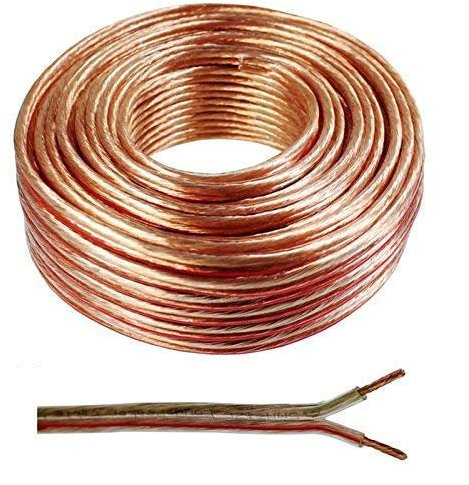 2 x 0.50mm Speaker Cable Wire4U® Figure 8, Quality, 50 Strands Wire In 10 20 50 100 Metres (50 metres, Transparent)
