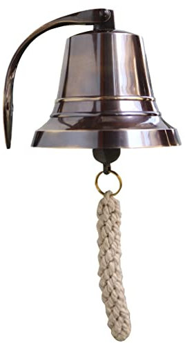 12,7 cm lange Glocke aus massivem Messing, hochwertige Marine-Wandmontage, Schiff, Bronze-Finish, hängende Glocke, perfekt für Abendessen, drinnen, draußen, Schule, Bar, Empfang, letzte Bestellung und