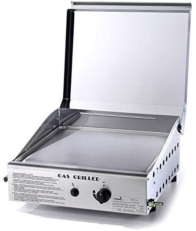 Piastra di Cottura in Acciaio a Gas GPL Ompagrill Plancha Single 4044/Cover