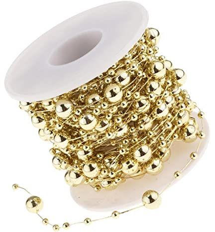 10M Perlengirlande, Weihnachtsperlenkette Deko, Perlengirlande, Perlenband, Perlenkette, Perlenschnur, Dekokette, Baumkette, Weihnachtsperlenkette, Basteln Tischdeko, Gold