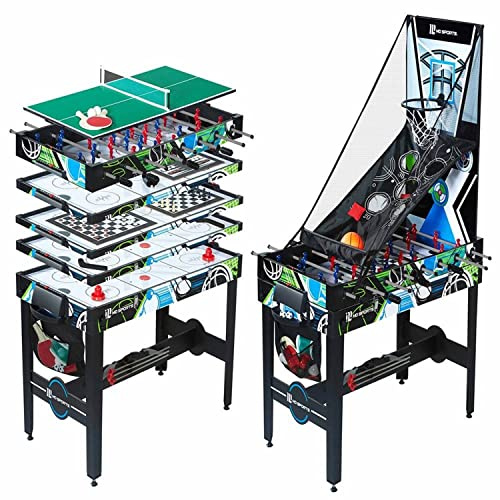 MD Sports 12-in-1 Multi-Game Combo Table with Air Hockey & Foosball, 48-in