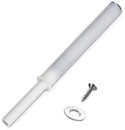 Blum® Türschnäpper 956A1002 Langversion seidenweiß mit Magnet und Haftplatte zum Einbohren (ø 10 x 76 mm) Möbeltürschnäpper Push to Open