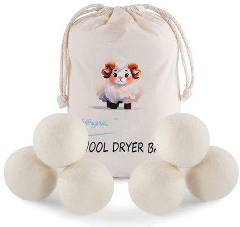 Lot de 6 balles de séchage réutilisables en laine naturelle pour sèche-linge