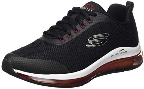 Skechers SKECH-AIR ELEMENT 2.0 LOMARC, Zapatillas Bajas Hombre, Black Mesh/Red Synthetic Trim, 42 EU