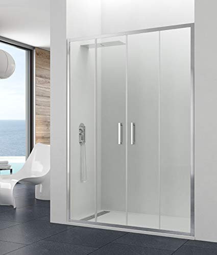 GME Prestige Titan Spazio Frontali Box Doccia con 2 Fissi + 2 Fogli Scorrevoli, 146-152 cm Larghezza, Trasparente