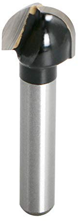 Aopin Core Box Router Bit 1/2 Cutting Dia 1/4 Shank Dia Double Flute Round Nose Tipped Round Groove Router Bit, Carbide, Black, Silver, 1Pcs