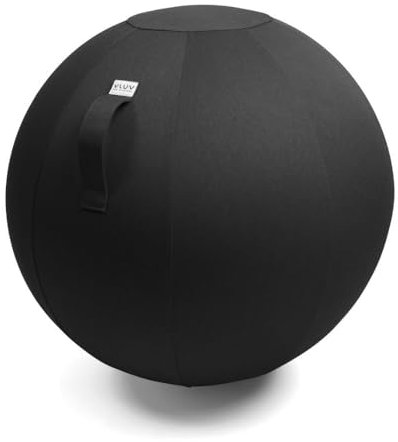 VLUV® BOL LEIV Sitzball Büro Ergonomisch [Atmungsaktiv mit Tragegriff und Wegrollschutz] Waschbarer Stoffbezug | Schwangerschaftsball| Gymnastikball Schwangerschaft Sitzball 65cm