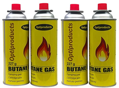 220g Butane Gas Canisters and Portable Camping Gas Cooker Stove Single Burner Butane BBQ Caravan Outdoor Party Stove comes with Carry Case (4 x Canisters Only)
