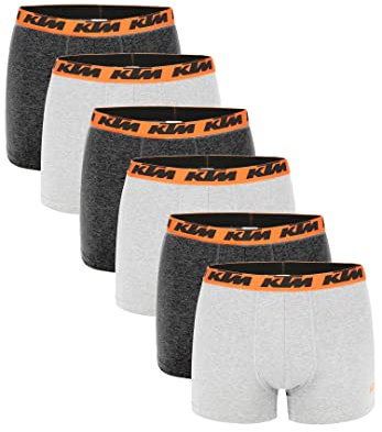 KTM by Freegun Boxershorts für Herren Unterwäsche Pant Men´s Boxer 6 er Pack, Farbe:Dark Grey / Light Grey2, Bekleidungsgröße:S