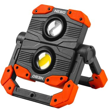 NEBO Omni Fish Dock Light | 450 Lumens COB, 4 Light Modes, 395nm UV, Rotating Magnetic Handles, Built-in Power Bank, Water Resistant, Rechargeable Work Lamp, Includes USB-C Charging Cable