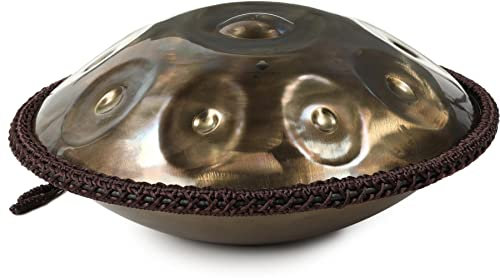Sela Journey Handpan Gold - G# Kurd Stimmung - rostfrei & korrosionsbeständig - klangvolles Percussion-Instrument - Steel Hand-Pan 47 cm groß - ohne Störgeräusche - mit gepolsteter Tasche, SE 218