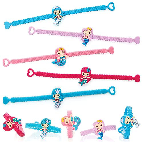 Baker Ross FC946 Meerjungfrau Armband - 10er Pack, Armbänder für Kinder, ideal für Partytüten, Nikolaus, Kindergeburtstag Mitgebsel und kleine Geschenke