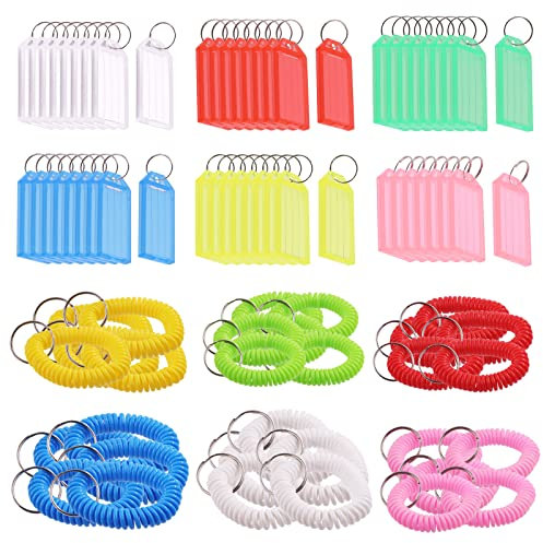 Swpeet Porte-clés en plastique avec fenêtre à rabat et anneau fendu solide