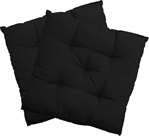 NYVI Stuhlkissen 38x38 cm ComfySeat Schwarz 2er Set - Sitzkissen mit 6 cm Comfort Sitzpolster - Indoor & Outdoor - Gartenstuhlkissen aus Baumwoll-Mischgewebe - ÖkoTex 100