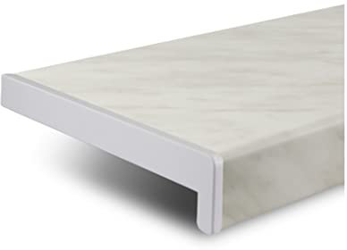 TJ Fensterbank Innen Kunststoff Marmoroptik / 20 x 110 cm Fensterbank inkl. Seitenabschluss/PVC Fensterbank nach Maß/Fensterbank Innen kratzfest und feuchtigkeitsundurchlässig