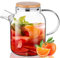 ParaCity Glass Water Jug Teapot Stovetop Safe with Removable Filter Spout, Lid/Handle for Loose Leaf and Blooming Tea, Juice, Milk, Beverage, Hot/Cold & Iced 64 OZ(1800ML), Transparent